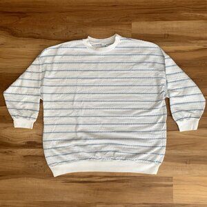 Vintage La Playa Top Women’s Plus Size 22 White W/Blue Stripe Granny Pullover